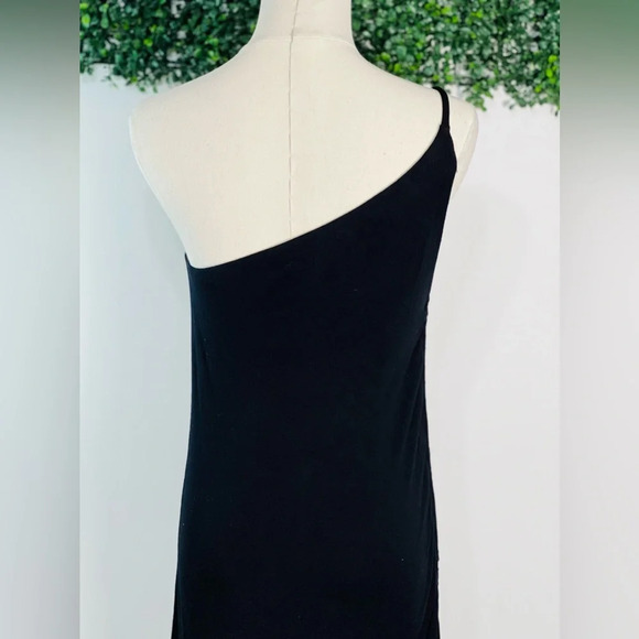 Michael Lauren Darren Black One Shoulder Tank Dress Drawstring Side Size Medium - Picture 6 of 12